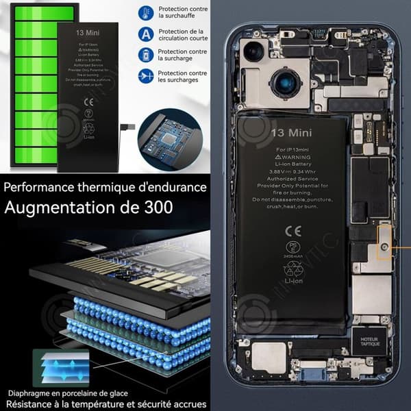 INN-batteri för iPhone 13 Mini 2406mAh 0-cykel internt Li-ION-batteribyte med reparationsverktygssats Instruktion