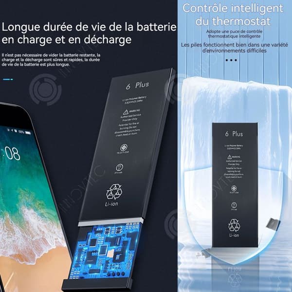 INN-batteri för iPhone 6 Plus 2915 mAh Li-ION-batteri Reparationssats av samma kvalitet med ersättande självhäftande remsor
