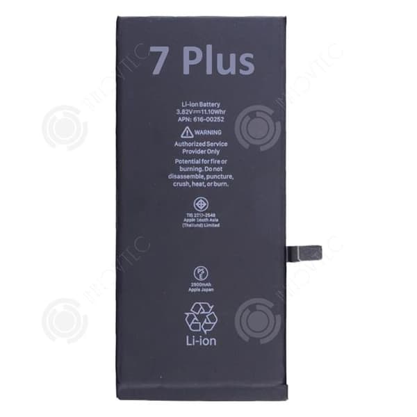 INN-batteri för iPhone 7 Plus 2900 mAh Li-Ion-batteri Reparationssats av samma kvalitet med ersättande självhäftande remsor