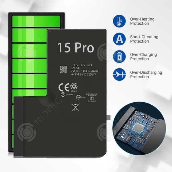 INN Premium Ersättningsbatteri för iPhone 15 Pro 3274mAh Identiskt med Originalet Medverkande Verktyg och Instruktioner