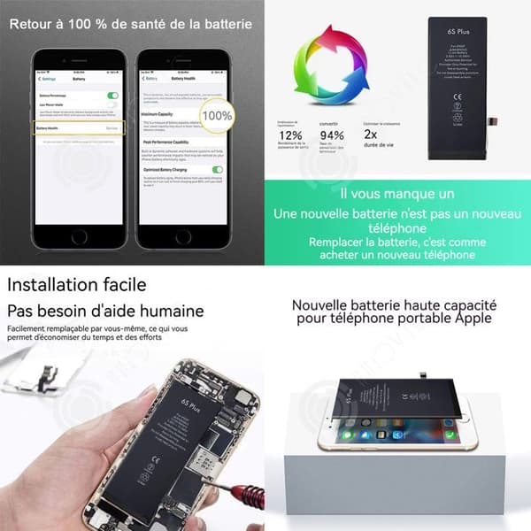 INN-batteri för iPhone 6S Plus 2750mAh Li-ION-batteri med hög kapacitet med Toolkit-batteribytesanvisningar