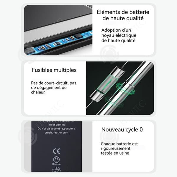 INN-batteri för iPhone 6S Plus 2750mAh Li-ION-batteri med hög kapacitet med Toolkit-batteribytesanvisningar
