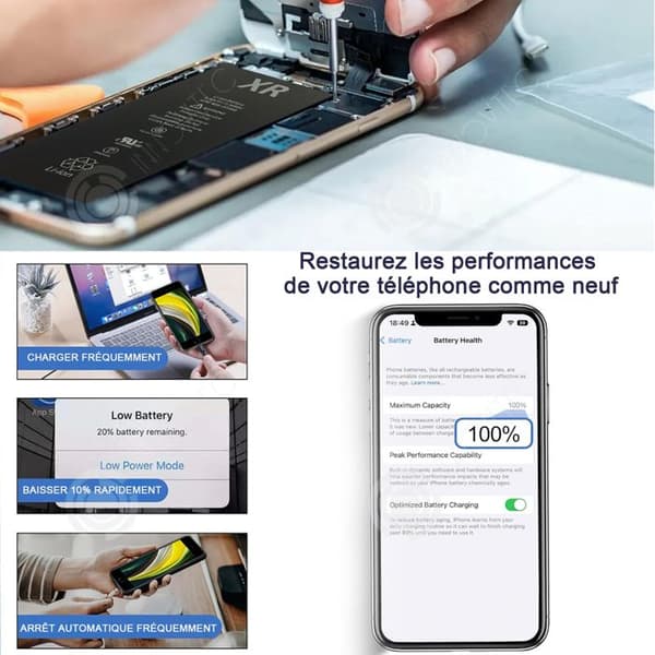 INN Premium Ersättningsbatteri för iPhone XR 2942 mAh Samma som Original Kit Professionellt verktyg och skärmlim ingår