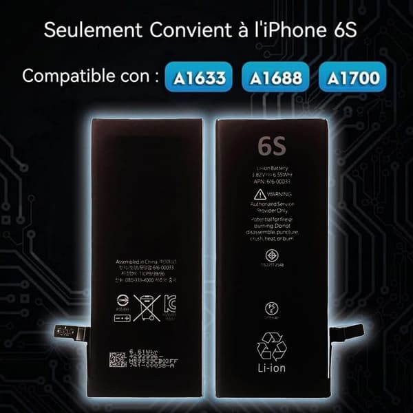 INN-batteri för iPhone 6S 1715 mAh Lithium ION-batteri med hög kapacitet med verktygslåda Instruktioner för utbyte av batteri