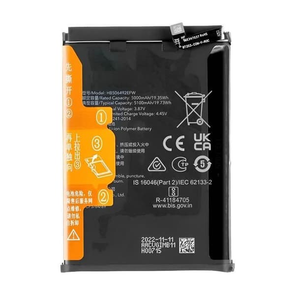 Inbyggt batteri för Honor Magic 5 Lite 5100mAh modell HB506492EFW Svart