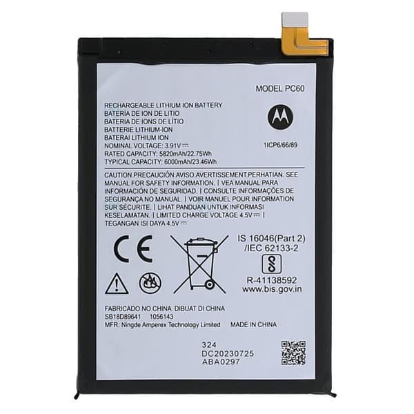 Interna batteri för Motorola Moto G54 6000mAh modell PC60 Svart