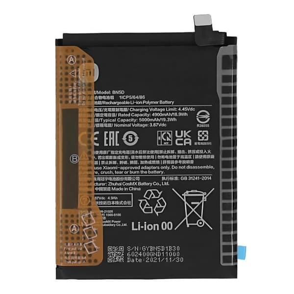 Batteri för Xiaomi Redmi Note 11 4G och Note 11S 4G 5000mAh BN5D Xiaomi Svart