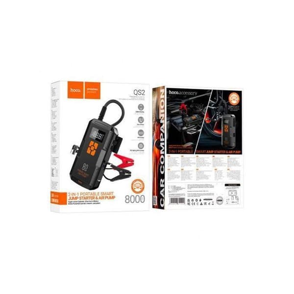 Hoco QS2 2 i 1 Bärbar smart Nödbatteri, Luftpump, ficklampa och Power Bank