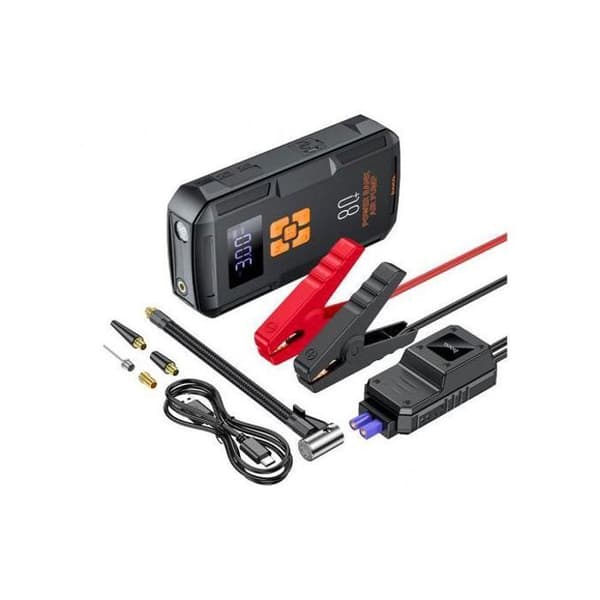 Hoco QS2 2 i 1 Bärbar smart Nödbatteri, Luftpump, ficklampa och Power Bank
