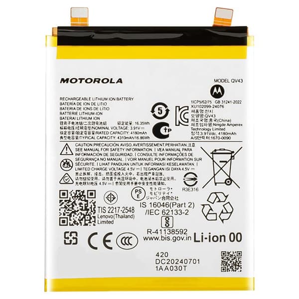 Interna batteri för Motorola Edge 50 Neo 4310mAh QV43 Original Motorola Vit
