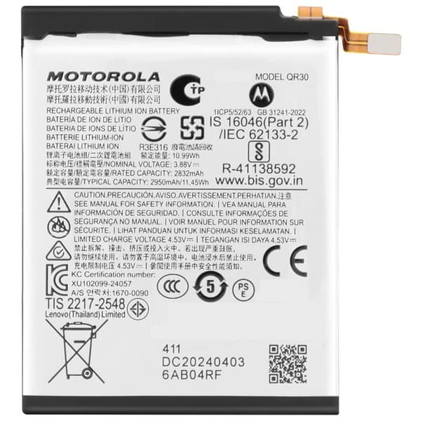 Huvudbatteri för Motorola Moto Razr 50 Ultra 2950mAh QR30 Motorola Vit