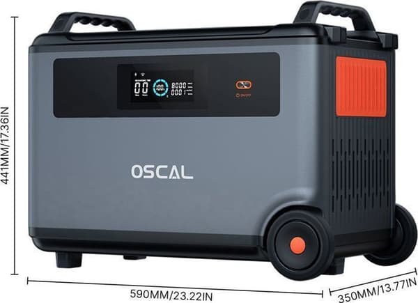 Oscal BP3600 3600Wh extra batteri, utbyggbar upp till 57600Wh för användning med PowerMax 3600/6000 (inte fristående)