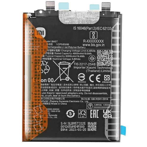 Batteri inbyggt för Xiaomi 13T och 14T 5000mAh modell BM5T Original Xiaomi svart