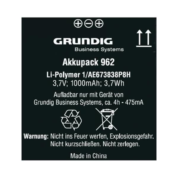 Accu Li-Ion 962 - GRUNDIG - Digta 7 - Litiumjon - Kompatibelt tillbehör - Inte original