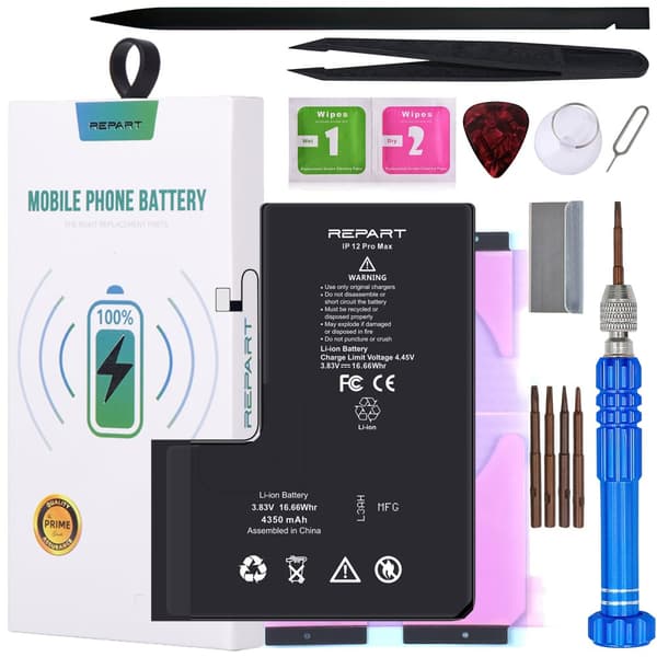 REPART Batteri til Apple iPhone 12 Pro Max Øget kapacitet 4350 mAh