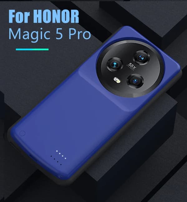 HONOR Magic 5 Pro Batteri Etui, 6800mAh Kapacitet, Hurtig Opladning,Magic 5 Pro Blå