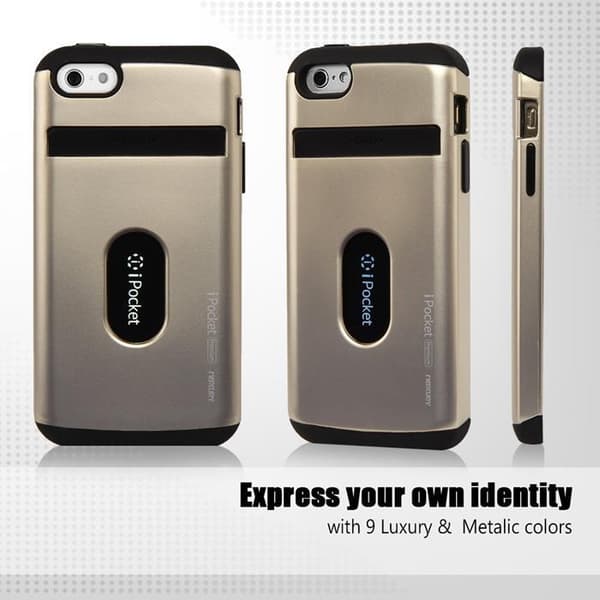 Mercury iPocket Premium skal med kortplats till Apple iPhone 6(S) Plus - Gold