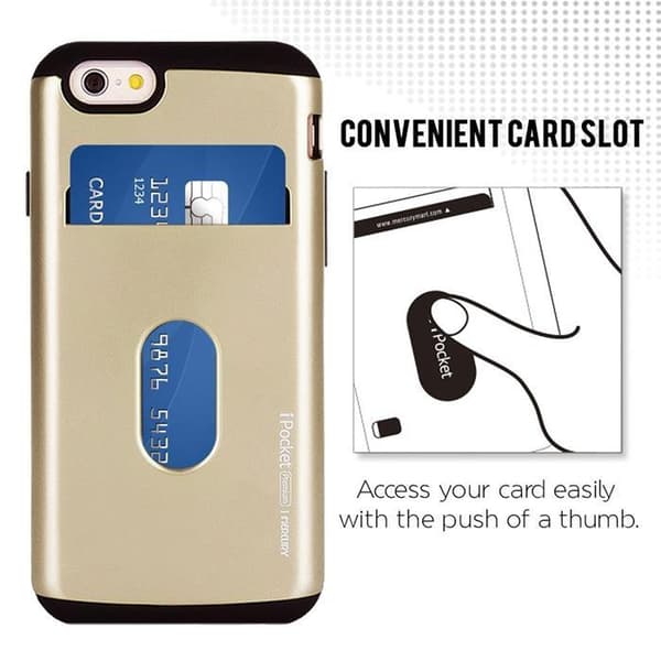 Mercury iPocket Premium skal med kortplats till Apple iPhone 6(S) Plus - Gold