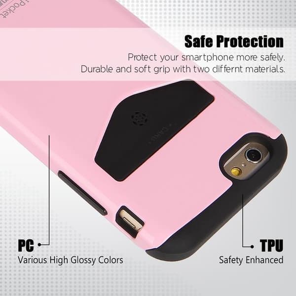 Mercury iPocket skal med kortplats till Apple iPhone 6(S) Plus -  Rosa