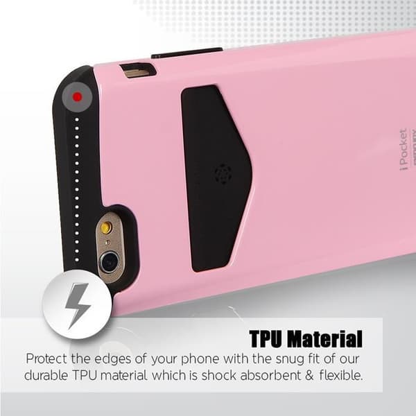 Mercury iPocket skal med kortplats till Apple iPhone 6(S) Plus -  Rosa