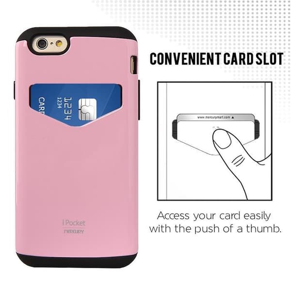 Mercury iPocket skal med kortplats till Apple iPhone 6(S) Plus -  Rosa