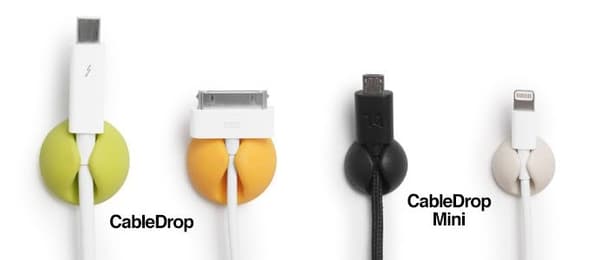 Bluelounge KabelDrop Mini, Självhäftande hållare för sladdar, 9-pack - Vit