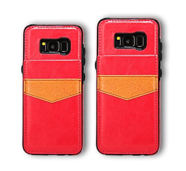 Samsung Galaxy S8 - Elegant Läderskal med Plånbok/Kortfack Röd Röd