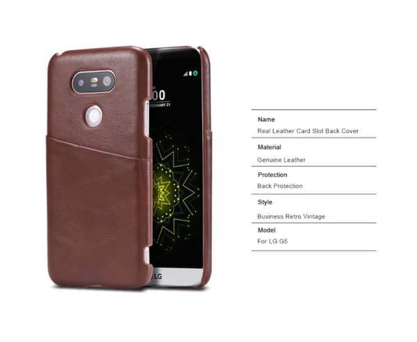 Praktiskt läderskal med ett kortfack till LG G5 från FLOVEME