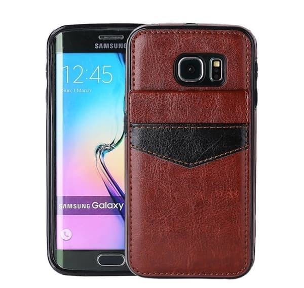 Samsung S7 Edge - LEMANS Läderskal med Plånbok/Kortfack