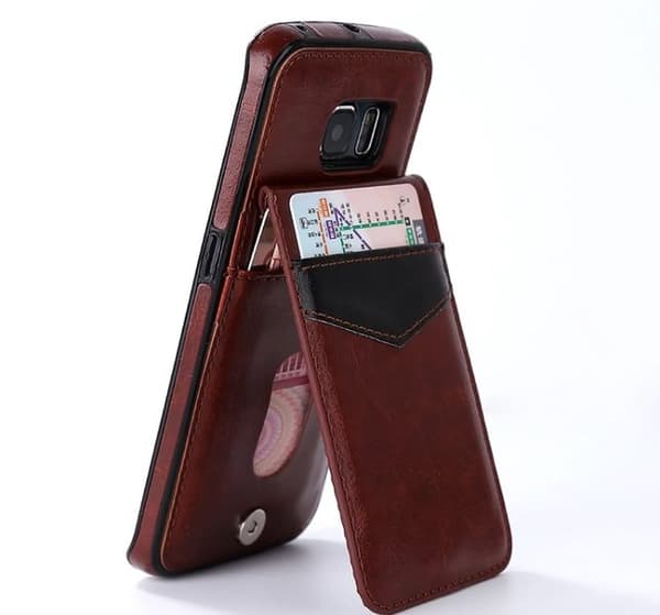 Samsung S7 Edge - LEMANS Läderskal med Plånbok/Kortfack