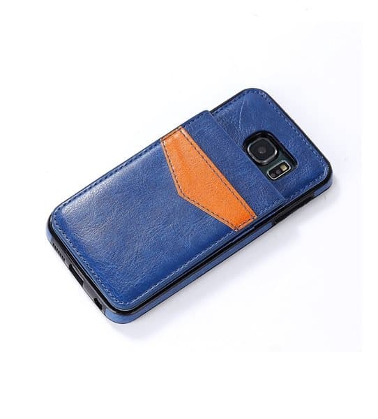 Samsung S7 Edge - LEMANS Läderskal med Plånbok/Kortfack
