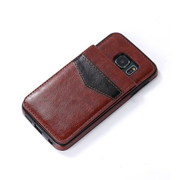 Samsung S7 Edge - LEMANS Läderskal med Plånbok/Kortfack