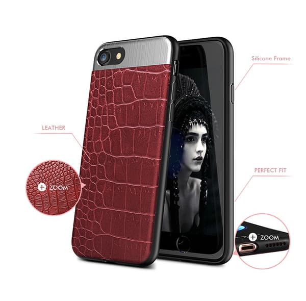 iPhone 7 PLUS - Stilrent Praktiskt Skal från Croco-Serien Vit