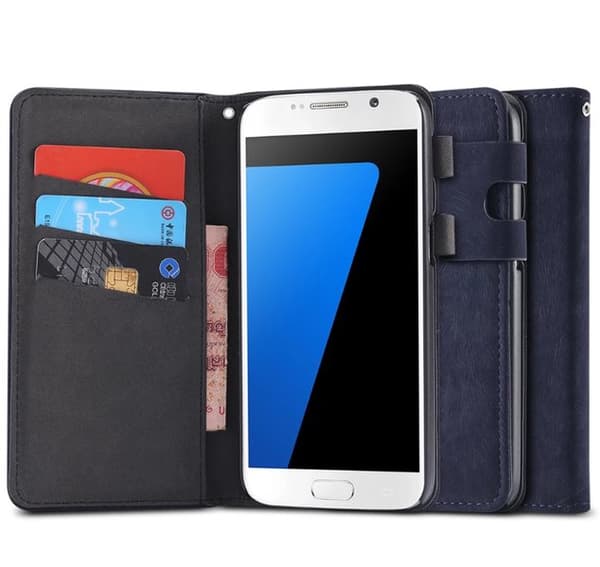 Samsung Galaxy S7 - Praktiskt Plånboksfodral i lent läder Röd