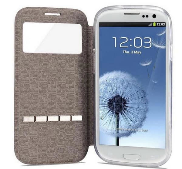 Smartfodral med fönster och svarsfunktion till Galaxy S3