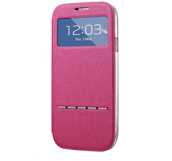 Smartfodral med fönster och svarsfunktion till Galaxy S3 Rosa