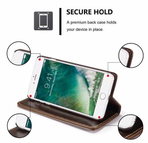 Exklusivt Praktiskt Pl�nboksfodral i L�der iPHONE 7 CASEME