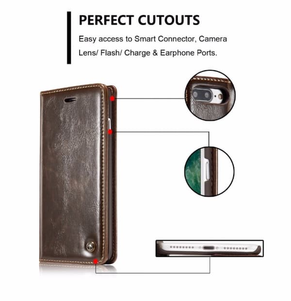 Exklusivt Praktiskt Pl�nboksfodral i L�der iPHONE 7 CASEME