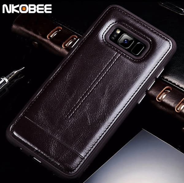 Samsung Galaxy S8 - Smart Stilrent NKOBEE Läderskal Brun