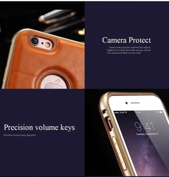 iPhone 6/6S plus -Stilrent Läderskal Alu-ram från FLOVEME