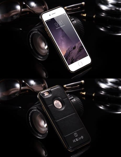iPhone 6/6S plus -Stilrent Läderskal Alu-ram från FLOVEME