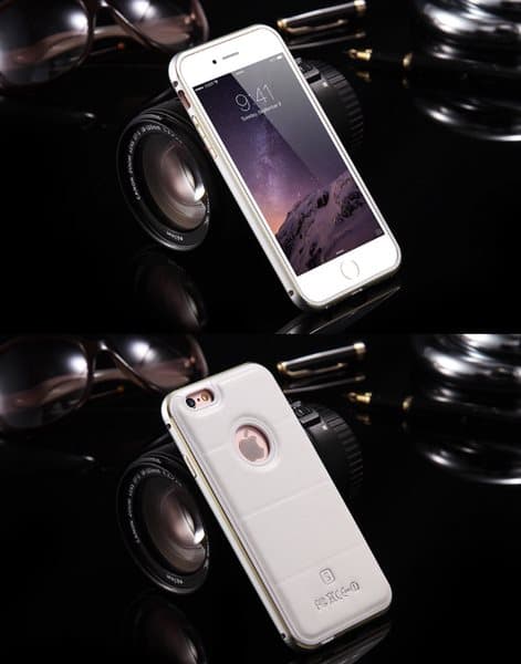iPhone 6/6S plus -Stilrent Läderskal Alu-ram från FLOVEME