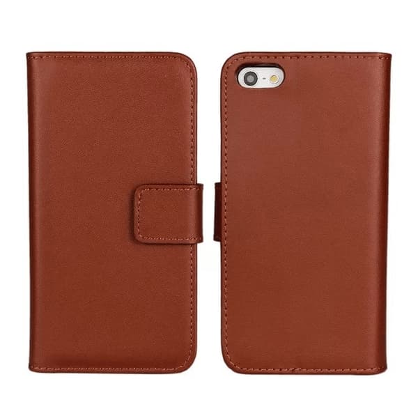 SKALO iPhone 5/5S/SE(1:a gen) Flip Cover m. Pung i Ægte Læder