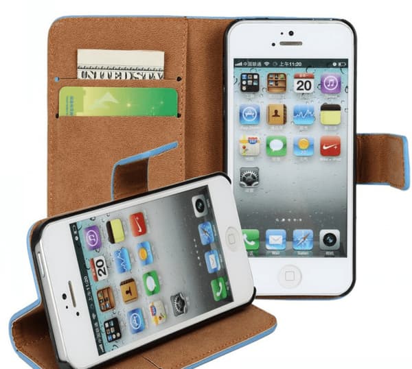 SKALO iPhone 5/5S/SE(1:a gen) Flip Cover m. Pung i Ægte Læder