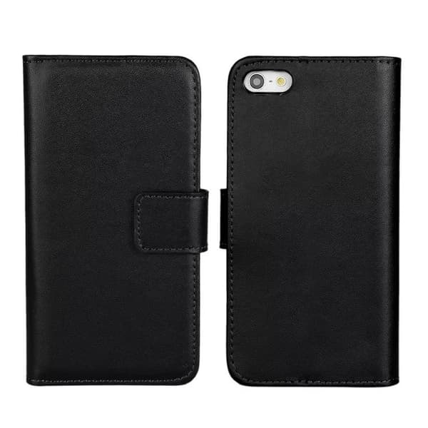 SKALO iPhone 5/5S/SE(1:a gen) Flip Cover m. Pung i Ægte Læder