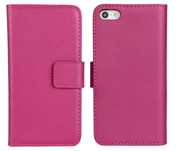 SKALO iPhone 5/5S/SE(1:a gen) Flip Cover m. Pung i Ægte Læder