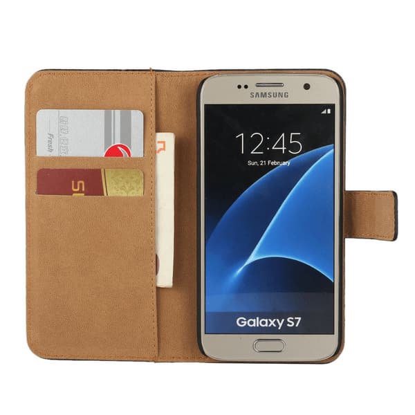 SKALO Samsung S7 Plånboksfodral Äkta Skinn