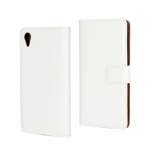 Plånboksfodral Äkta Skinn Sony Xperia XA Vit