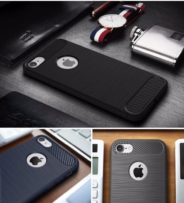 SKALO iPhone 7/8 Armor Carbon Stöttåligt TPU-skal