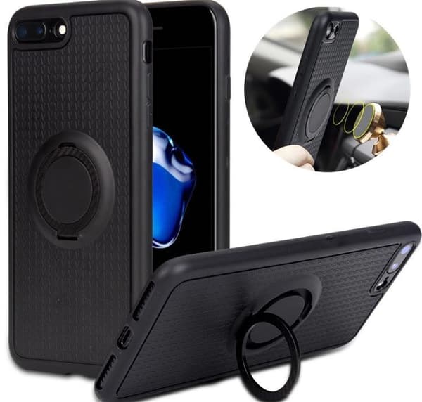 iPhone 6/6S+ - FLOVEME Carbon Silikonskal med Ringhållare